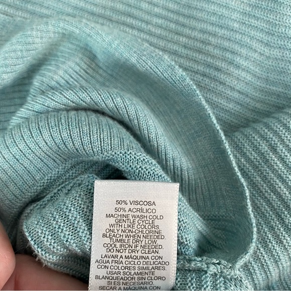 Adrienne Vittadini Blue Cowl Neck long Tunic length Sweater long sleeve - Picture 12 of 15
